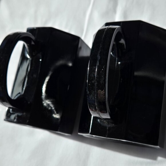 2 Arcoroc Black Octime Mugs Octagon Tempered Glass - Picture 5 of 6